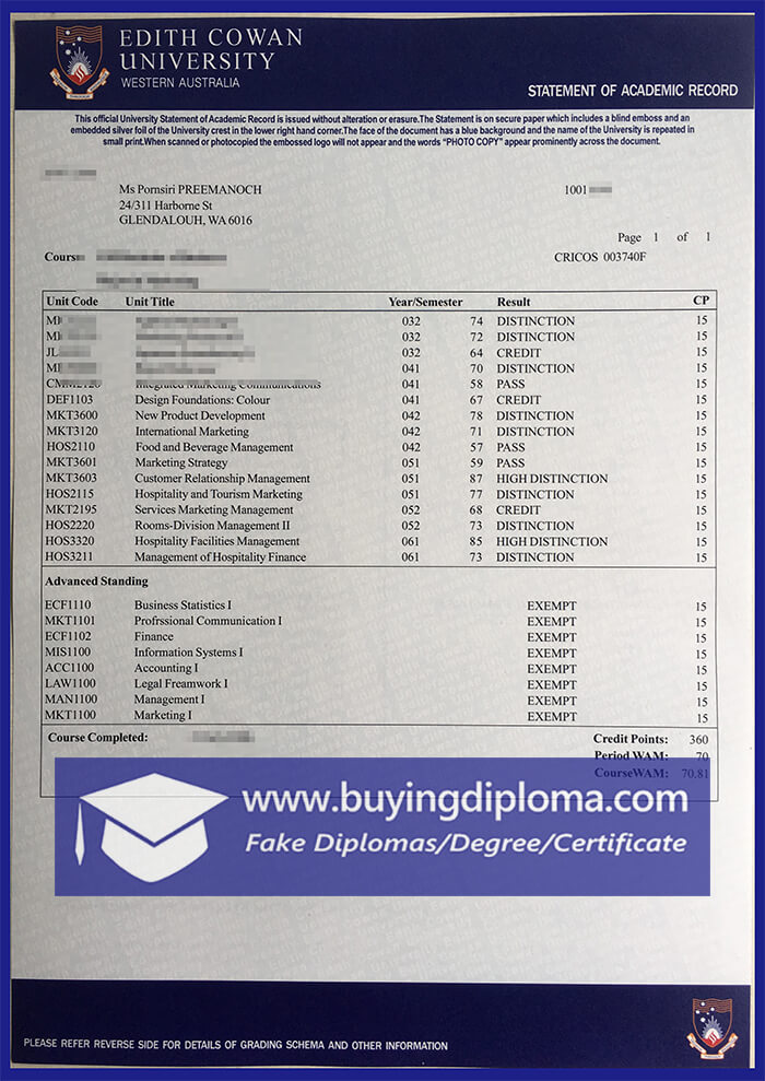 Did You Get A Fake Edith Cowan University transcript
