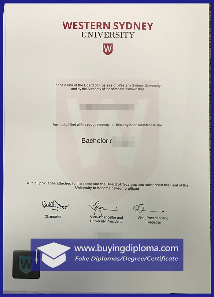 Buy a real fake Western Sydney University Diploma