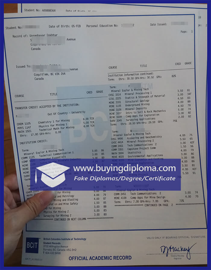 How to Apply for a fake BCIT degree transcript