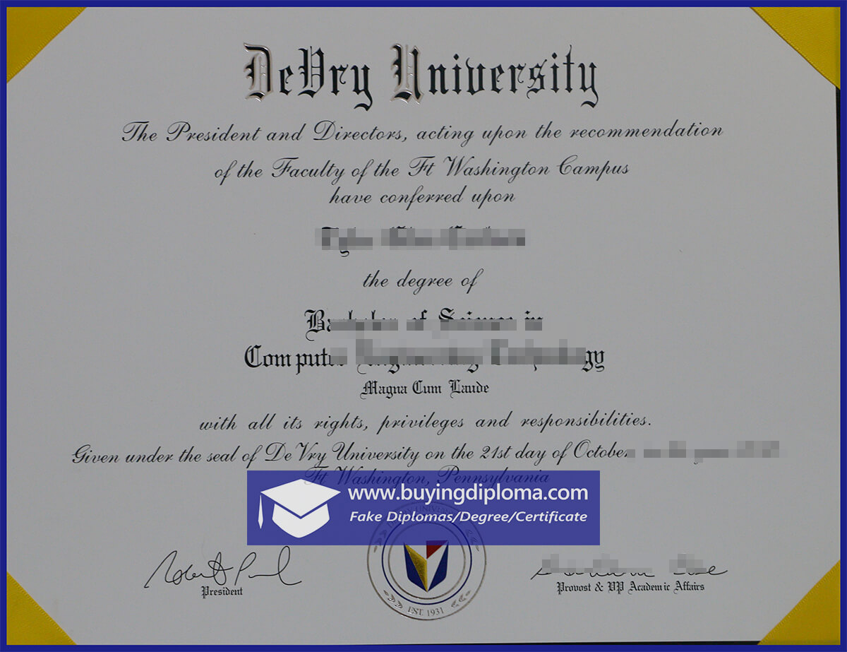 Risks of buying a fake DeVry University diploma