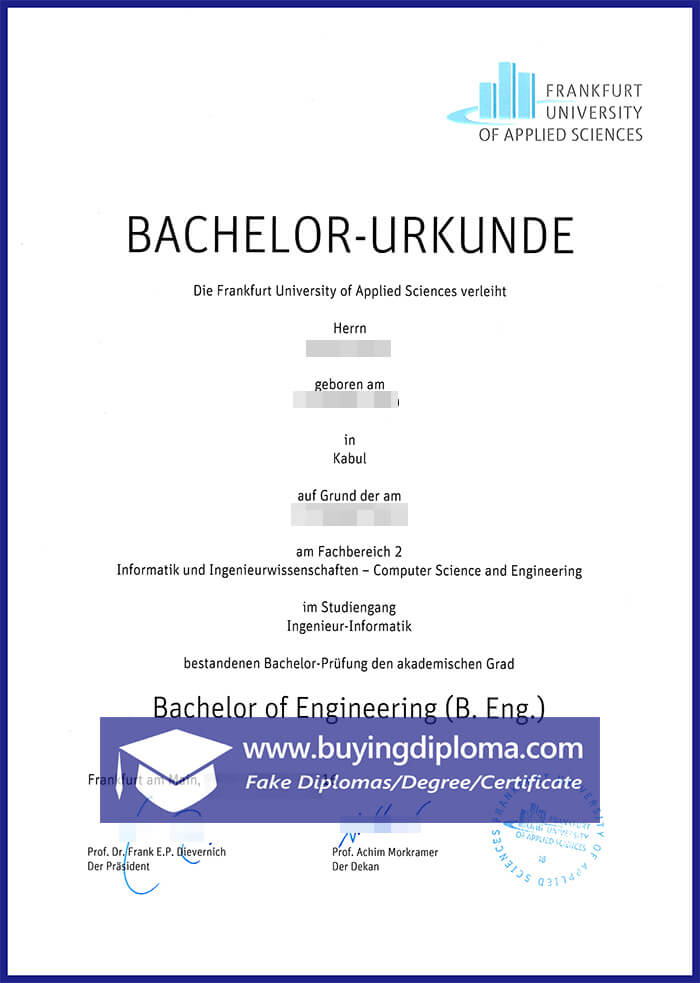 Purchase a Frankfurt University of Applied Sciences diploma