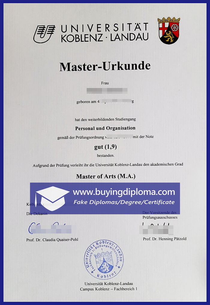 Apply for fake Universität Koblenz-Landau diploma