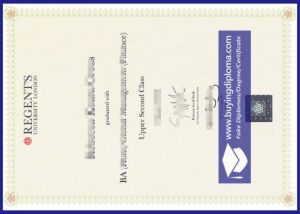a real Regent's University London diploma