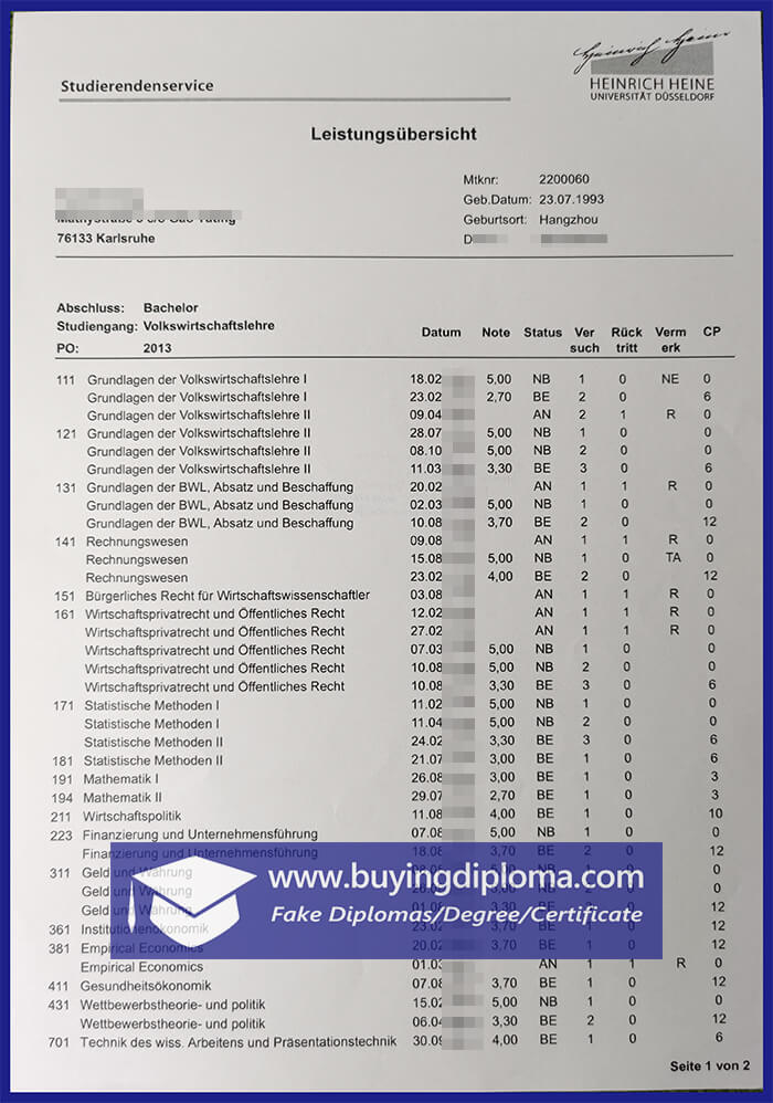You Knew How to buy a fake HHU transcript