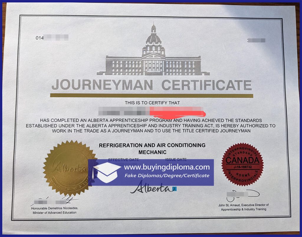 fake JOURNEYMAN CERTIFICATE picture