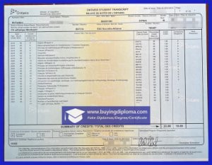 Ontario High School Diploma Transcript