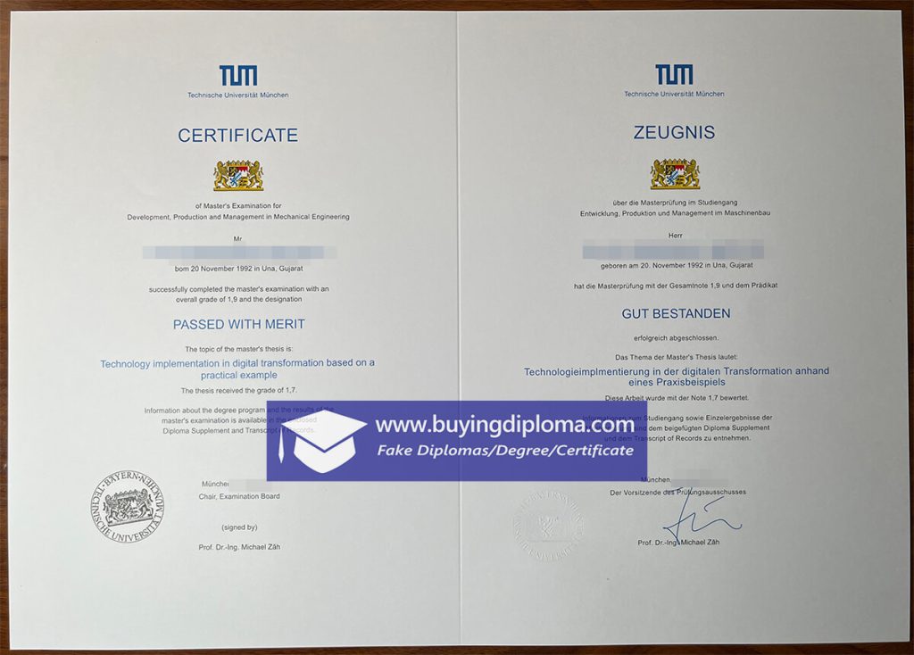 Fake TUM degree, buy Technische Universität München diploma