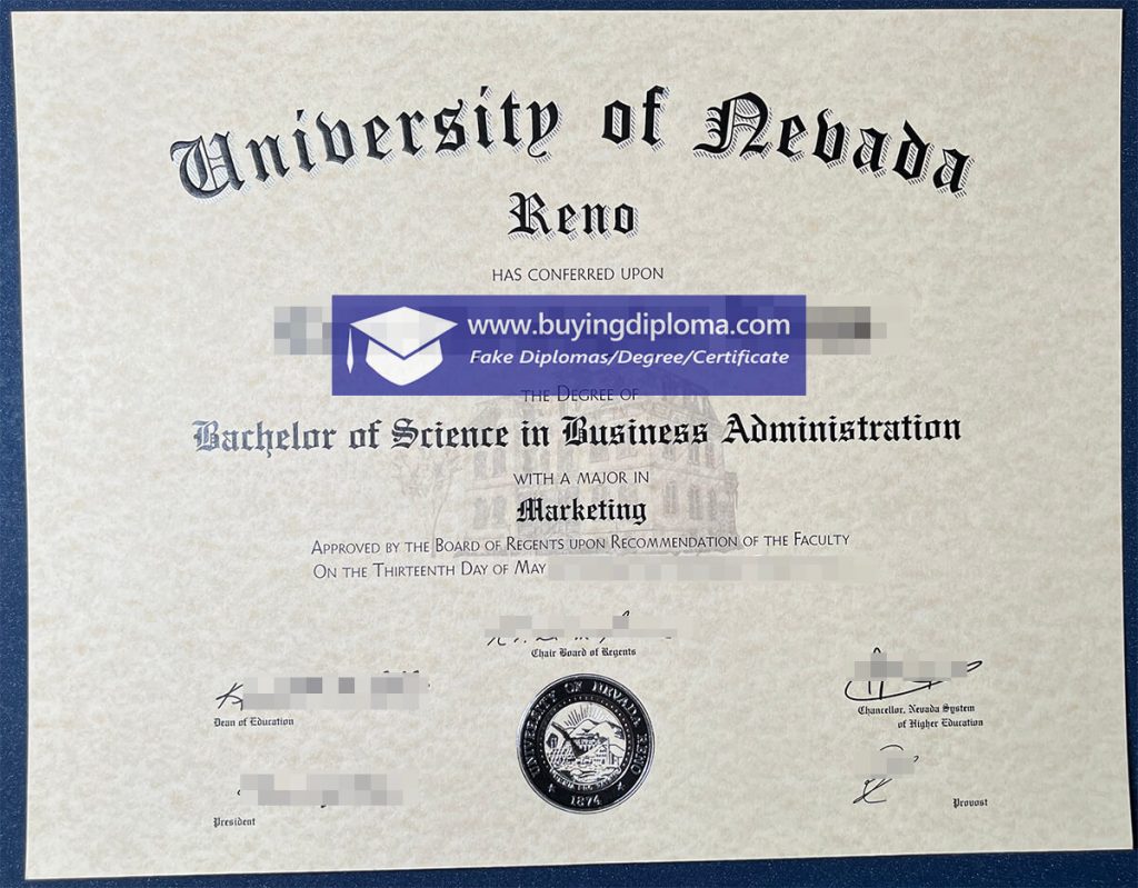 UNR bachelor's degree, University of Nevada, Reno diploma